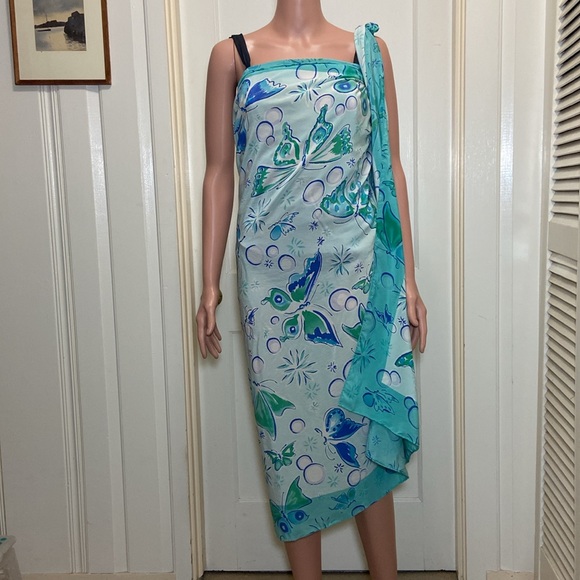 100% Silk Lotty B. Mustique Sarong Scarf - Picture 4 of 16